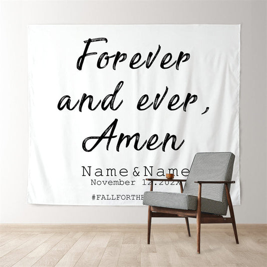 Lofaris Personalized Forever and Ever Wedding Tapestry Backdrop