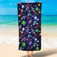 Lofaris Personalized Fun Planet Spaceship Space Beach Towel