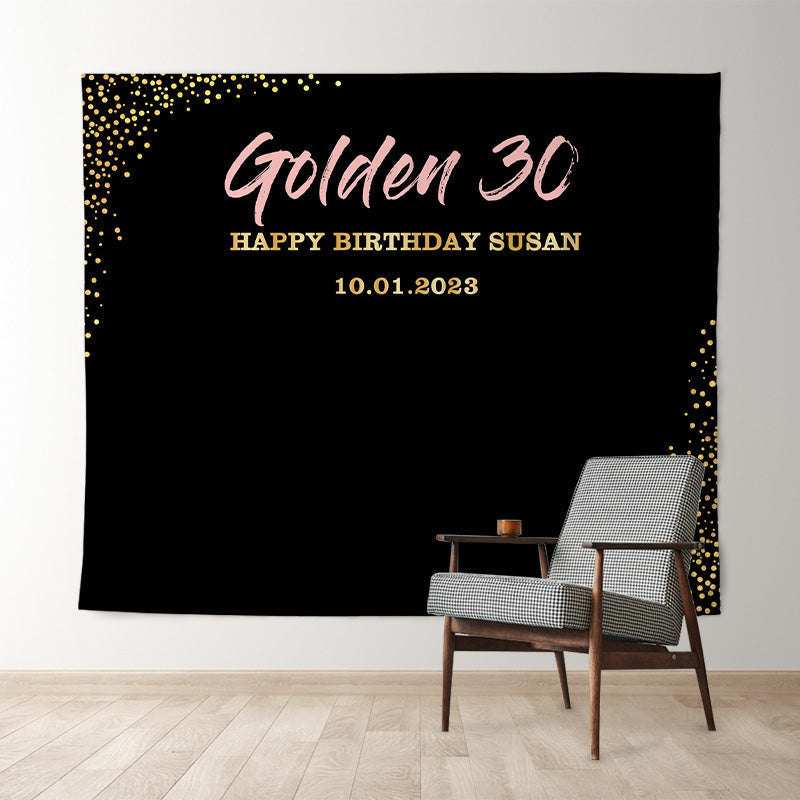 Lofaris Personalized Gold Confetti Birthday Backdrop Banner