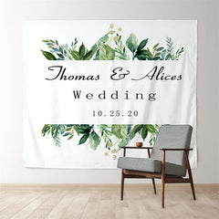 Lofaris Personalized Greenery Banner Wedding Reception Backdrop