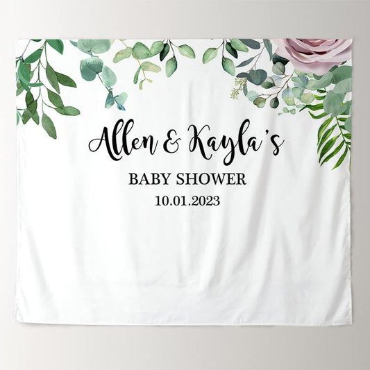 Lofaris Personalized Greenery Foliage Leaves Backdrop for Baby Shower