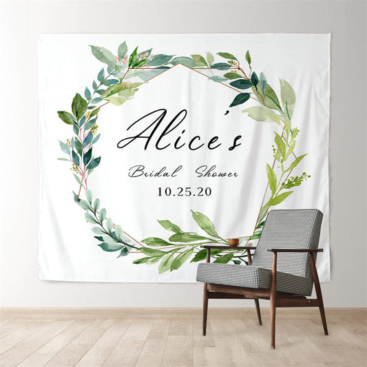 Lofaris Personalized Greenery Wreath Theme Wedding Backdrop