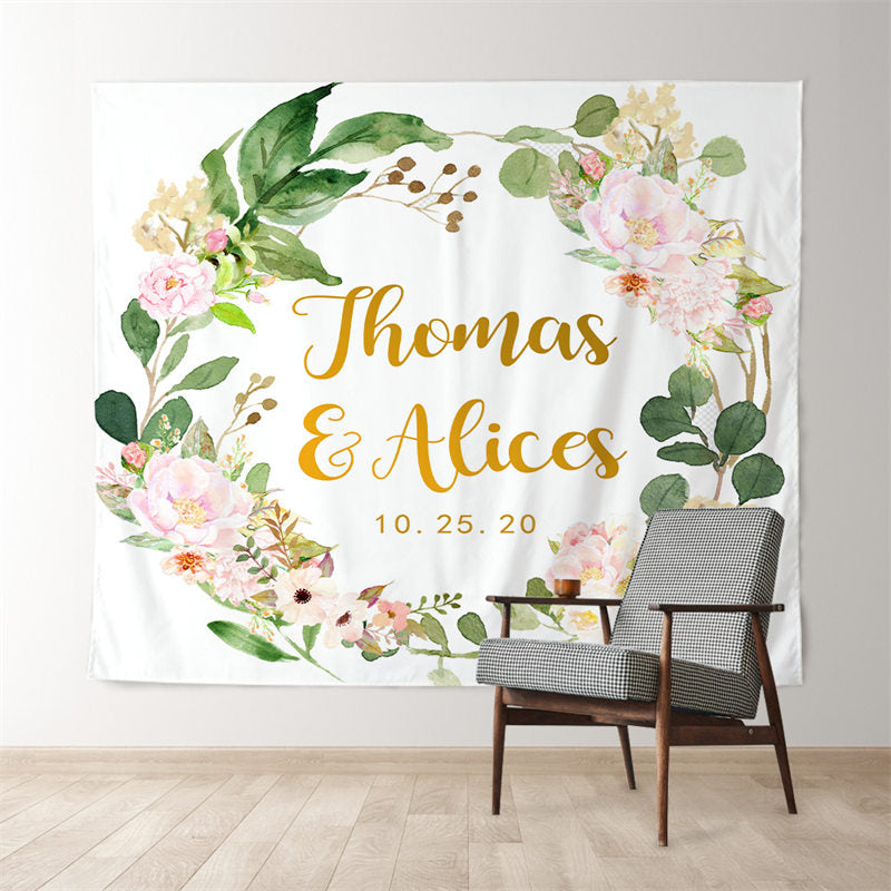Lofaris Personalized Greenry Floral Wedding Reception Backdrop
