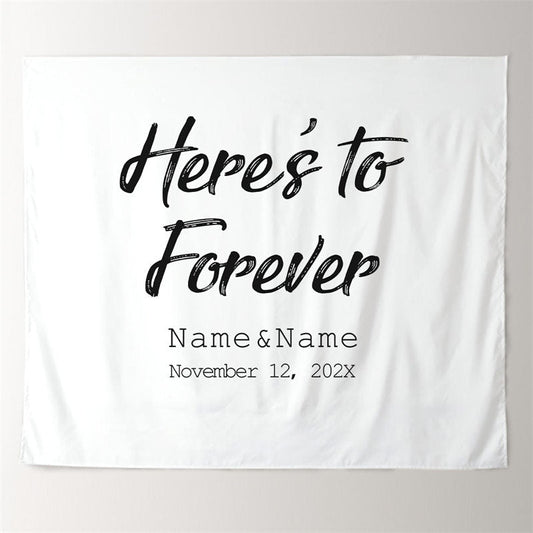 Lofaris Personalized Here to Forever Wedding Reception Backdrop