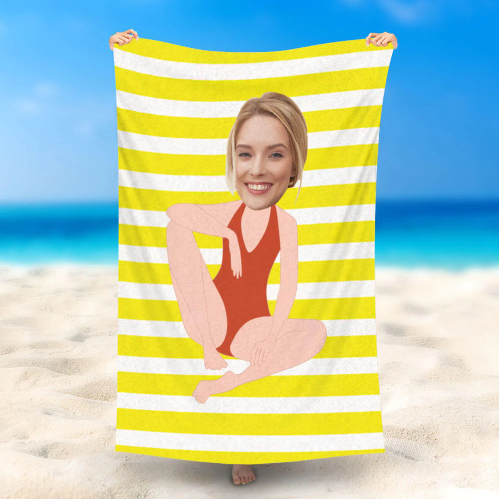 Lofaris Personalized Hormonal Woman Summer Beach Towel With Face