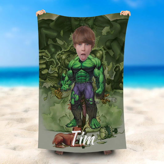 Lofaris Personalized Hulk Standing Beach Towel For Boy