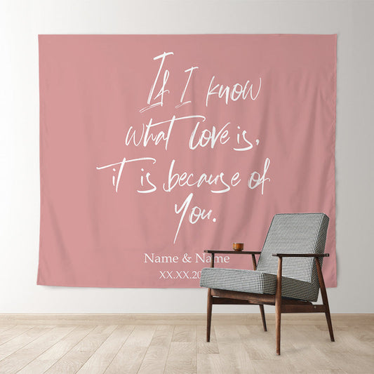 Lofaris Personalized I Know What Is Love Because Of You Wedding Backdrop