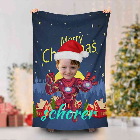 Lofaris Personalized Ironman Christmas Beach Towel For Boy