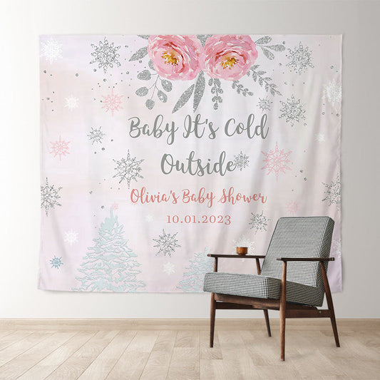 Lofaris Personalized Its Cold Outside Baby Shower Backdrop Decor