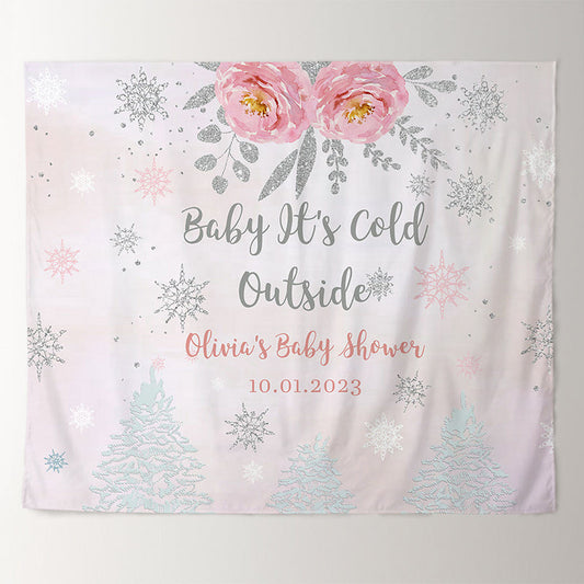 Lofaris Personalized Its Cold Outside Baby Shower Backdrop Decor