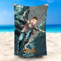 Lofaris Personalized Jump Down Uncharted Man Beach Towel