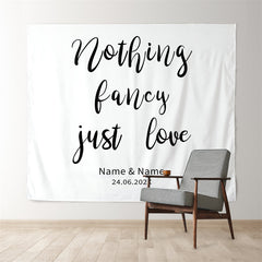 Lofaris Personalized Just Love White Wedding Backdrop Banner