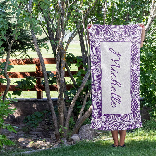 Lofaris Personalized Leaves Name And Text Summer Beach Towel