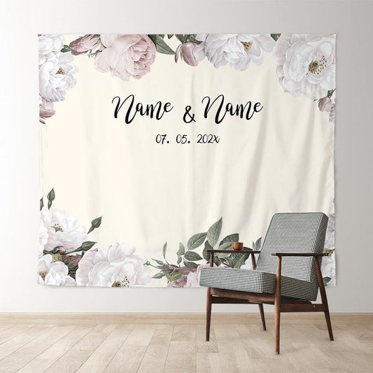 Lofaris Personalized Light Pink Floral Wedding Backdrop