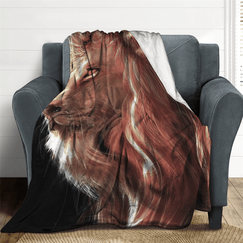 Lofaris Personalized Lion Face Portrait Throw Blanket
