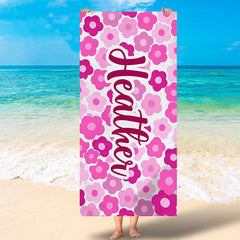 Lofaris Personalized Little flowers And Name Summer Beach Towel