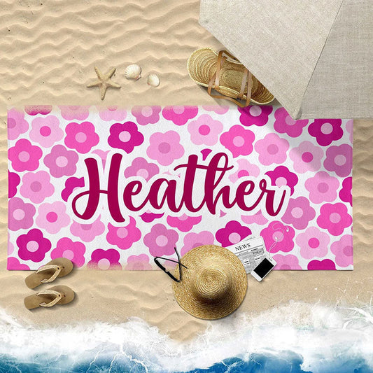 Lofaris Personalized Little flowers And Name Summer Beach Towel