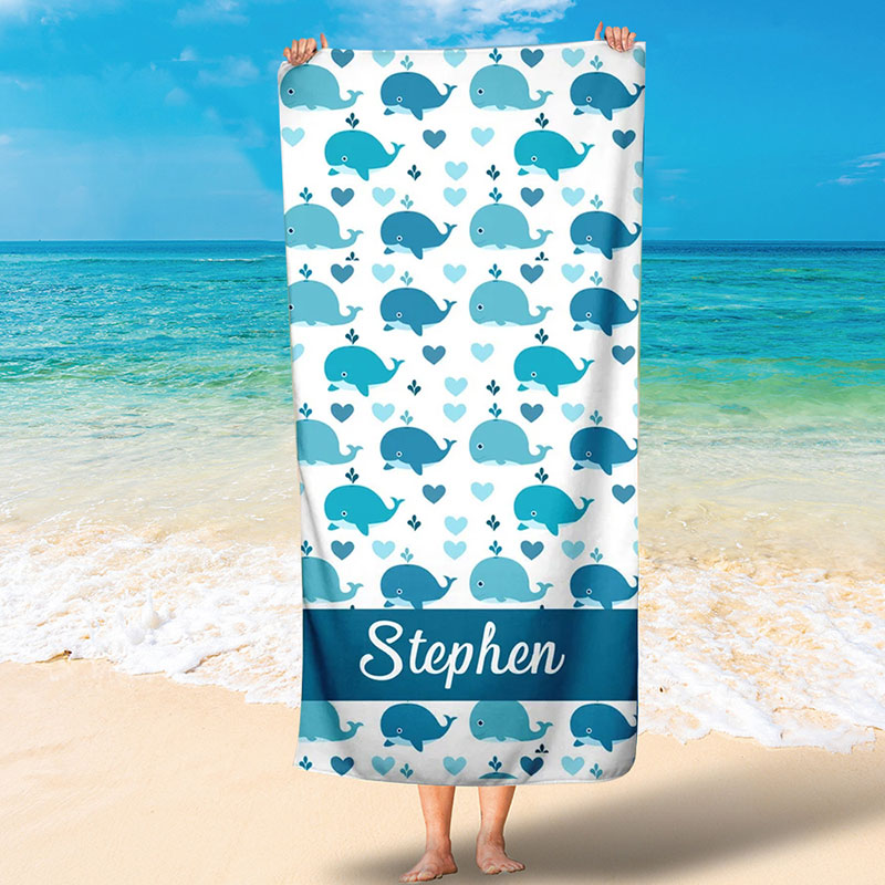Lofaris Personalized Little Whales And Love Summer Beach Towel