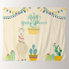 Lofaris Personalized Llama Baby Shower Backdrop Banner