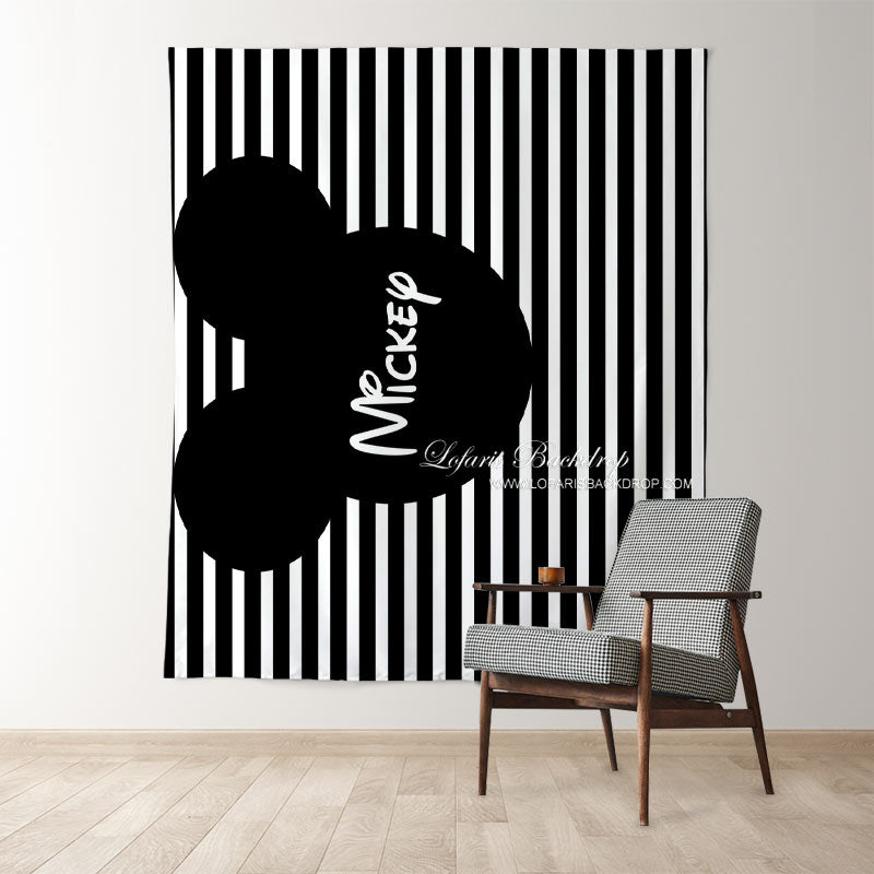 Lofaris Personalized Black and White Backdrop for Birthday Party