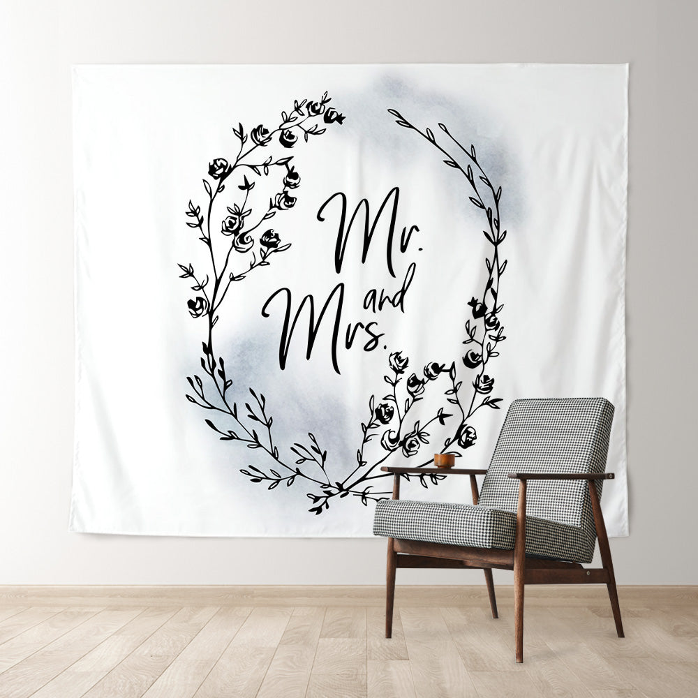 Lofaris Personalized Mystical Floral Mr And Mrs Wedding Backdrop