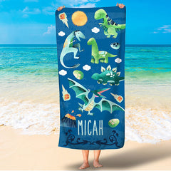 Lofaris Personalized Name And Dinosaur Summer Beach Towel