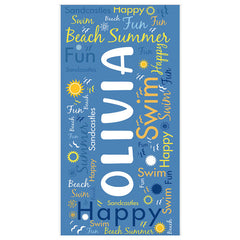 Lofaris Personalized Name And Text Blue Summer Beach Towel