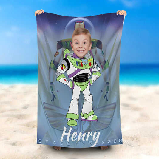 Lofaris Personalized Name Bazz Lightyear Robot Beach Towel