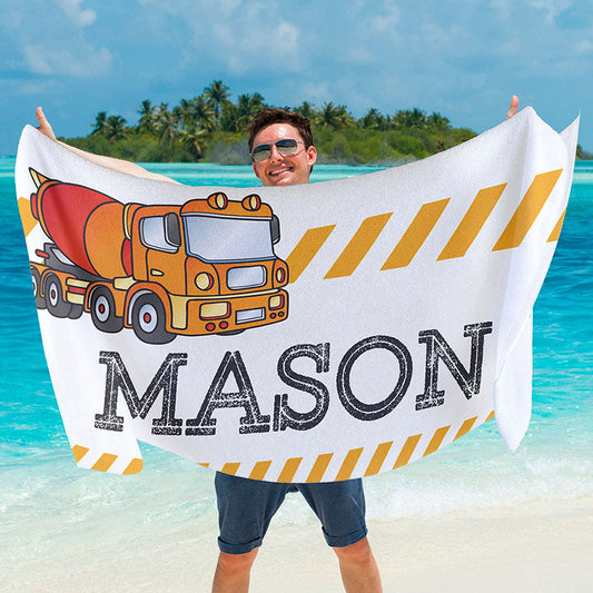 Lofaris Personalized Name Large Truck Beach Towel