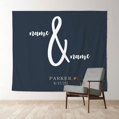 Lofaris Personalized Navy Blue Mr And Mrs Wedding Backdrop