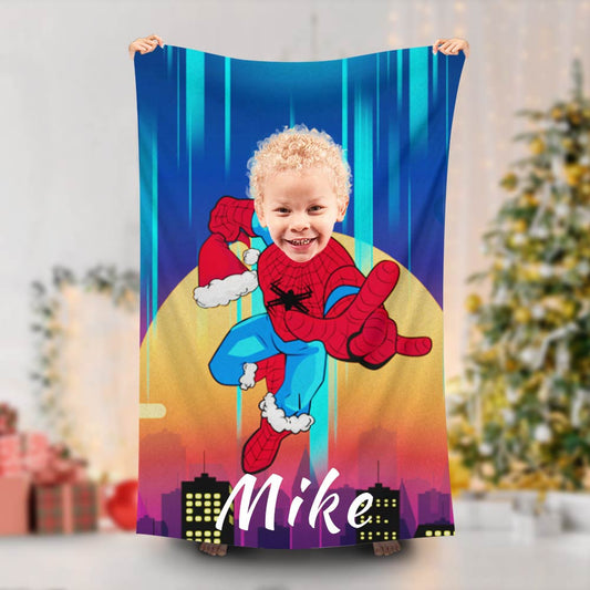 Lofaris Personalized Night Spiderman Christmas Beach Towel