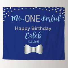 Lofaris Personalized Onederful Blue Birthday Backdrop Banner