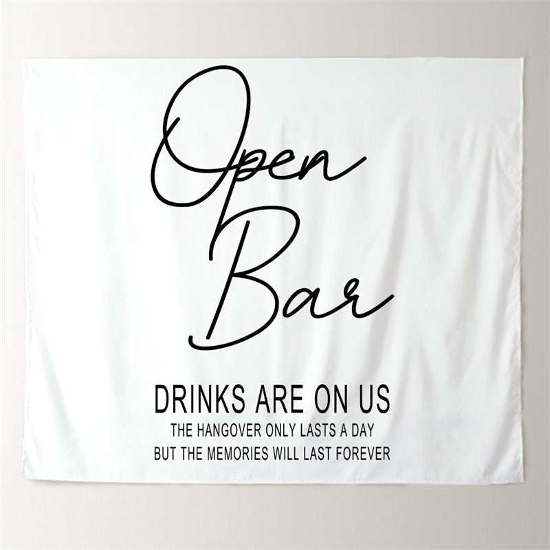 Lofaris Personalized Open Bar Sign Wedding Backdrop Banner