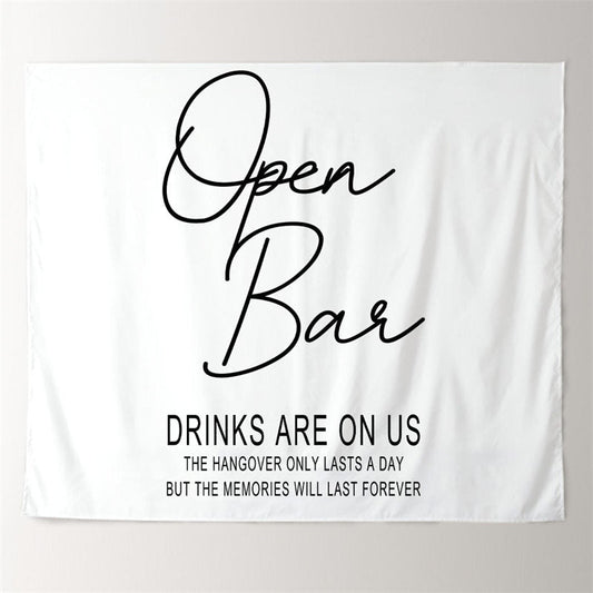 Lofaris Personalized Open Bar Sign Wedding Backdrop Banner