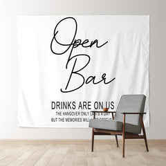 Lofaris Personalized Open Bar Sign Wedding Backdrop Banner