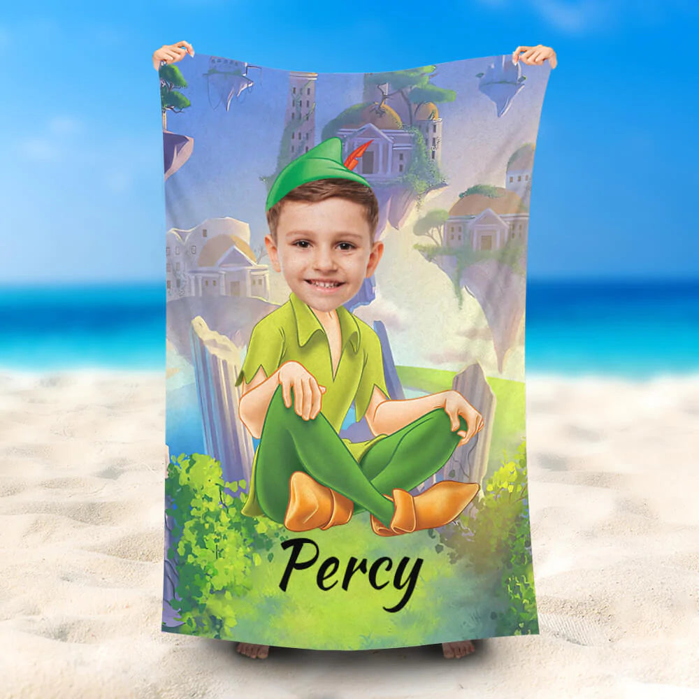 Lofaris Personalized Peter Pen Summer Beach Towel With Photo