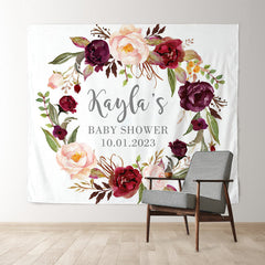 Lofaris Personalized Photo Booth Flowers Baby Shower Backdrop Photography