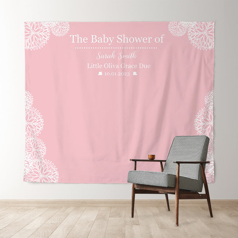 Lofaris Personalized Pink And White Baby Shower Backdrop For Girl