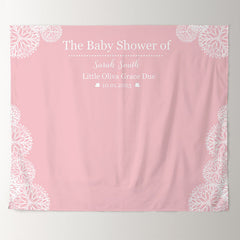 Lofaris Personalized Pink And White Baby Shower Backdrop For Girl
