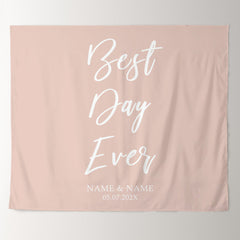 Lofaris Personalized Pink Best Day Ever Wedding Backdrop Banner