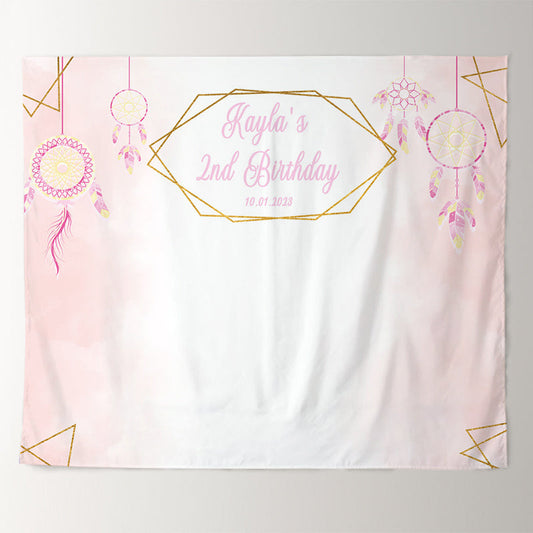 Lofaris Personalized Pink Dream Catcher Birthday Backdrop