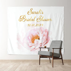 Lofaris Personalized Pink Flower And Gold Bridal Shower Backdrop