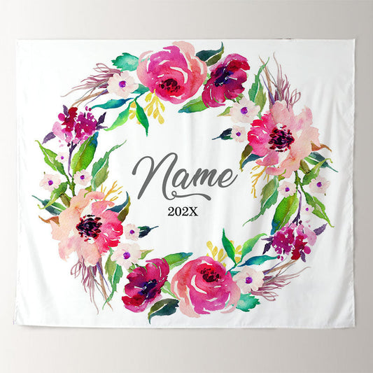 Lofaris Personalized Pink Flowers Wedding Backdrop