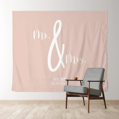 Lofaris Personalized Pink Mr And Mrs Wedding Backdrop Banner
