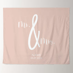 Lofaris Personalized Pink Mr And Mrs Wedding Backdrop Banner