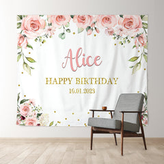 Lofaris Personalized Pink Rose Gold Glitter Backdrops for Party