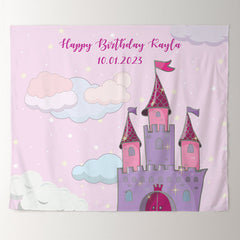 Lofaris Personalized Princess Castle Sign Birthday Backdrop