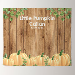 Lofaris Personalized Pumpkin And Wood Baby Shower Backdrop