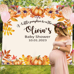Lofaris Personalized Pumpkin Autumn Baby Shower Backdrop Banner