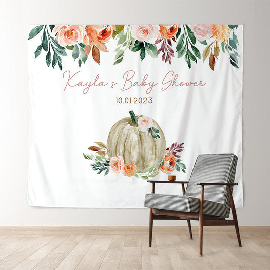Lofaris Personalized Pumpkin Baby Shower Backdrop for Girl